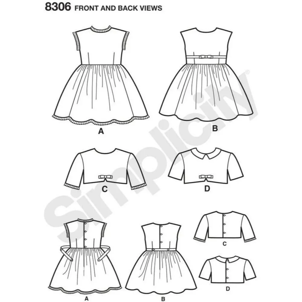 Simplicity Sewing Pattern 8306 Dress Lined‎ Jacket Girls Size 3-8 UNCUT